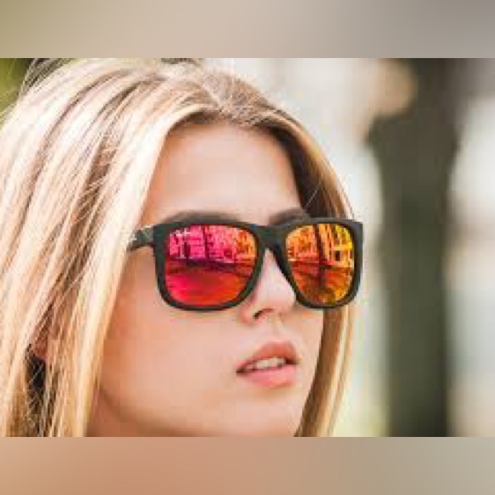 Ray-Ban Polarized Sunglasses Justin’s RB4165 Red Orange Lens Matte Black